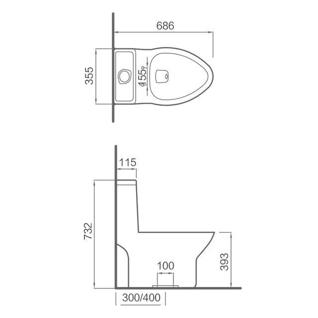 Integrated toilet SC21309