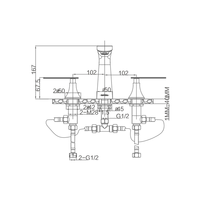 Eight inch three hole basin faucet SF328020C